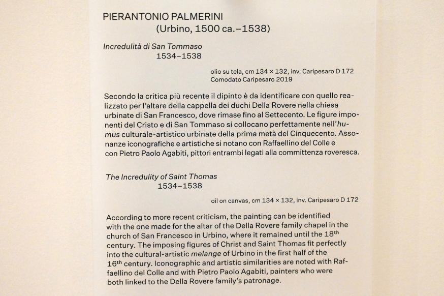 Pier Antonio Palmerini (1533–1536), Christus und der ungläubige Thomas, Urbino, Galleria Nazionale delle Marche, Obergeschoß Saal 8, 1534–1538, Bild 2/2
