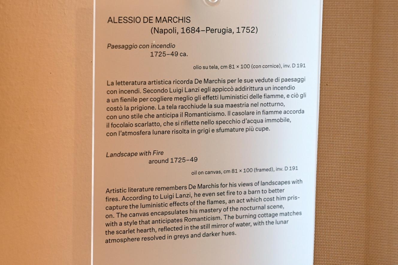 Alessio de Marchis (1737), Landschaft mit Feuer, Urbino, Galleria Nazionale delle Marche, Obergeschoß Saal 10, um 1725–1749, Bild 2/2