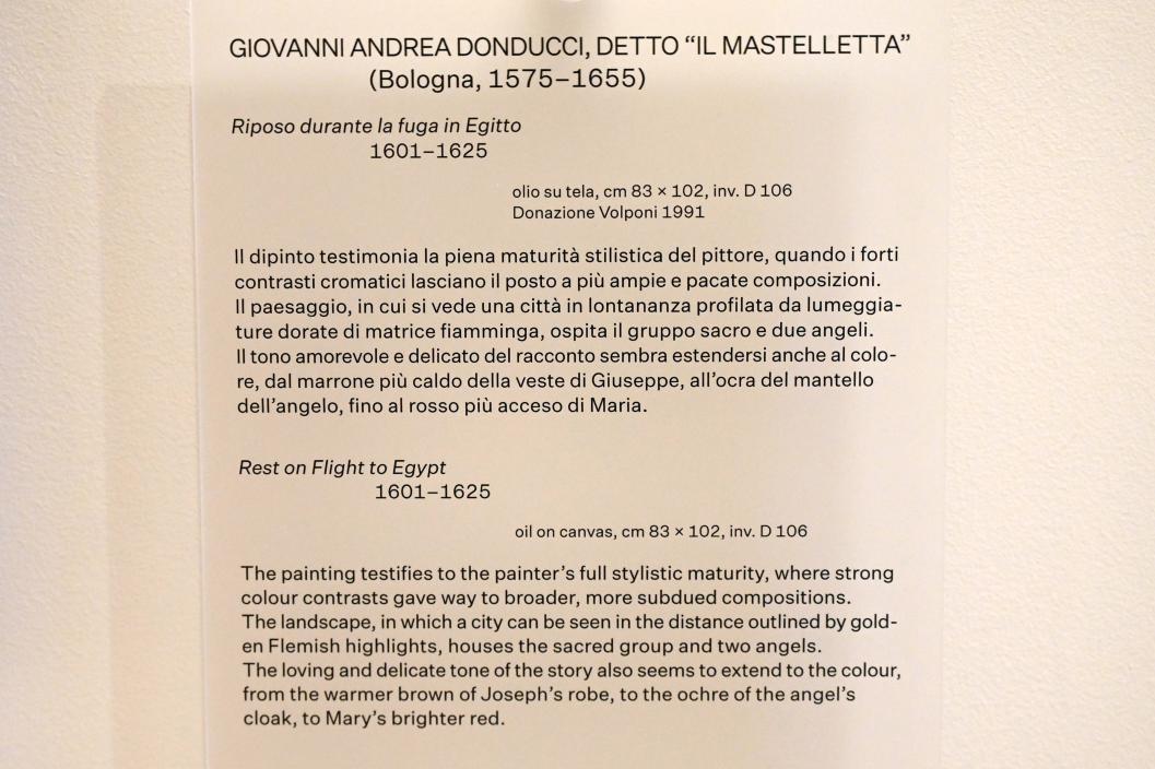 Giovanni Andrea Donducci (Mastellétta) (1608–1620), Ruhe auf der Flucht nach Ägypten, Urbino, Galleria Nazionale delle Marche, Obergeschoß Saal 12, 1601–1625, Bild 2/2