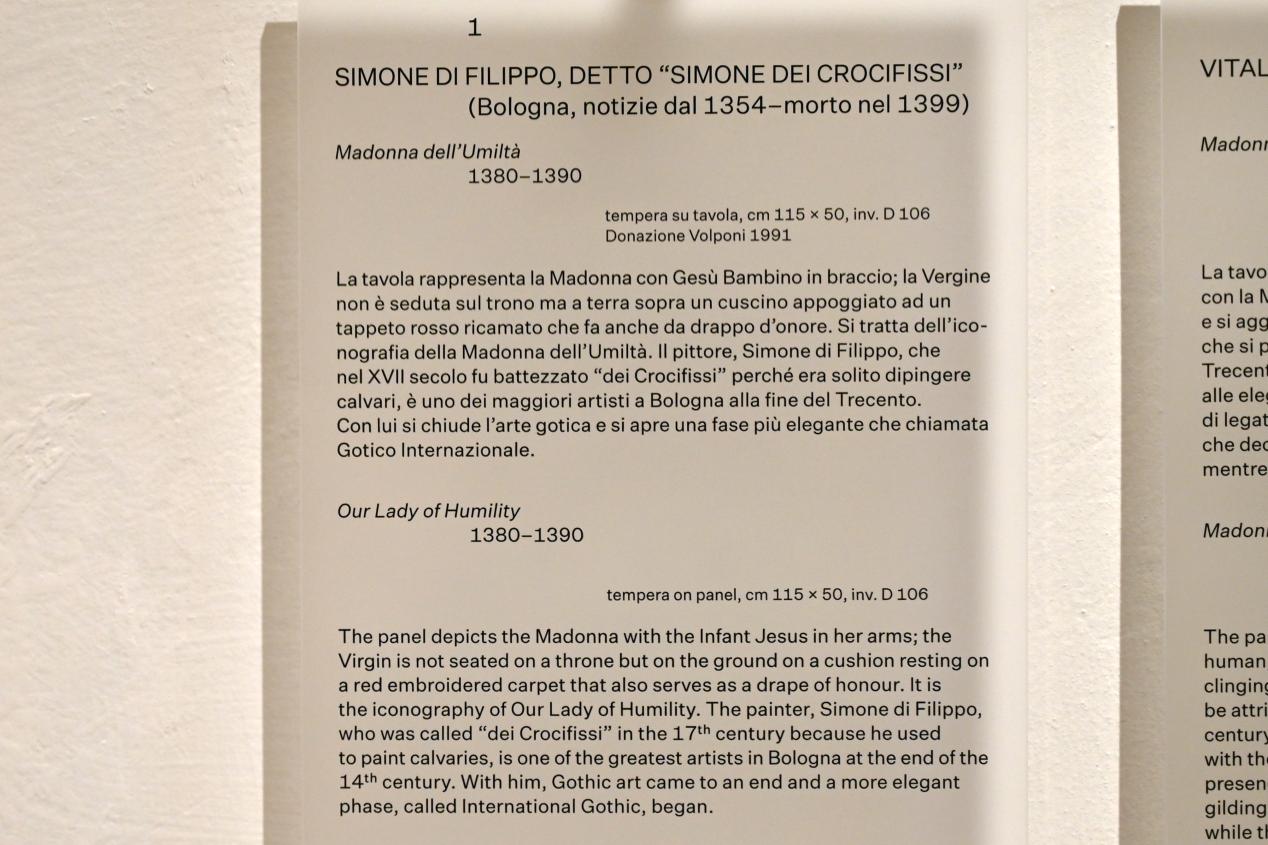 Simone dei Crocifissi (Simone di Filippo Benvenuti) (1352–1399), Madonna dell'Umiltà, Urbino, Galleria Nazionale delle Marche, Obergeschoß Saal 12, 1380–1390, Bild 2/2