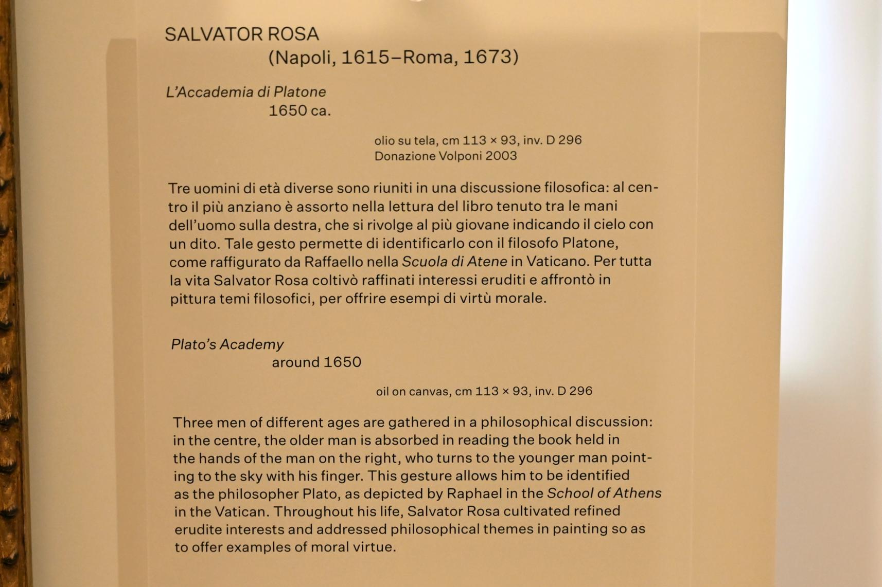 Salvator Rosa (1641–1668), Platonische Akademie, Urbino, Galleria Nazionale delle Marche, Obergeschoß Saal 13, um 1650, Bild 2/2