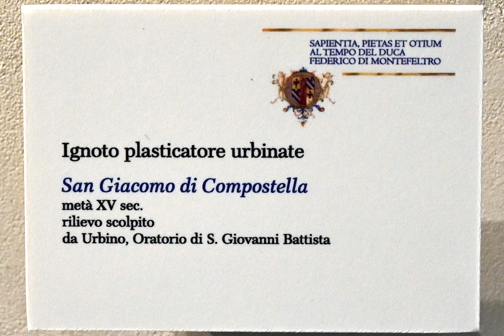 Apostel Jakobus der Ältere, Urbino, Oratorio di San Giovanni Battista, jetzt Urbino, Diözesanmuseum Albani, Saal 4, 15. Jhd., Bild 2/2