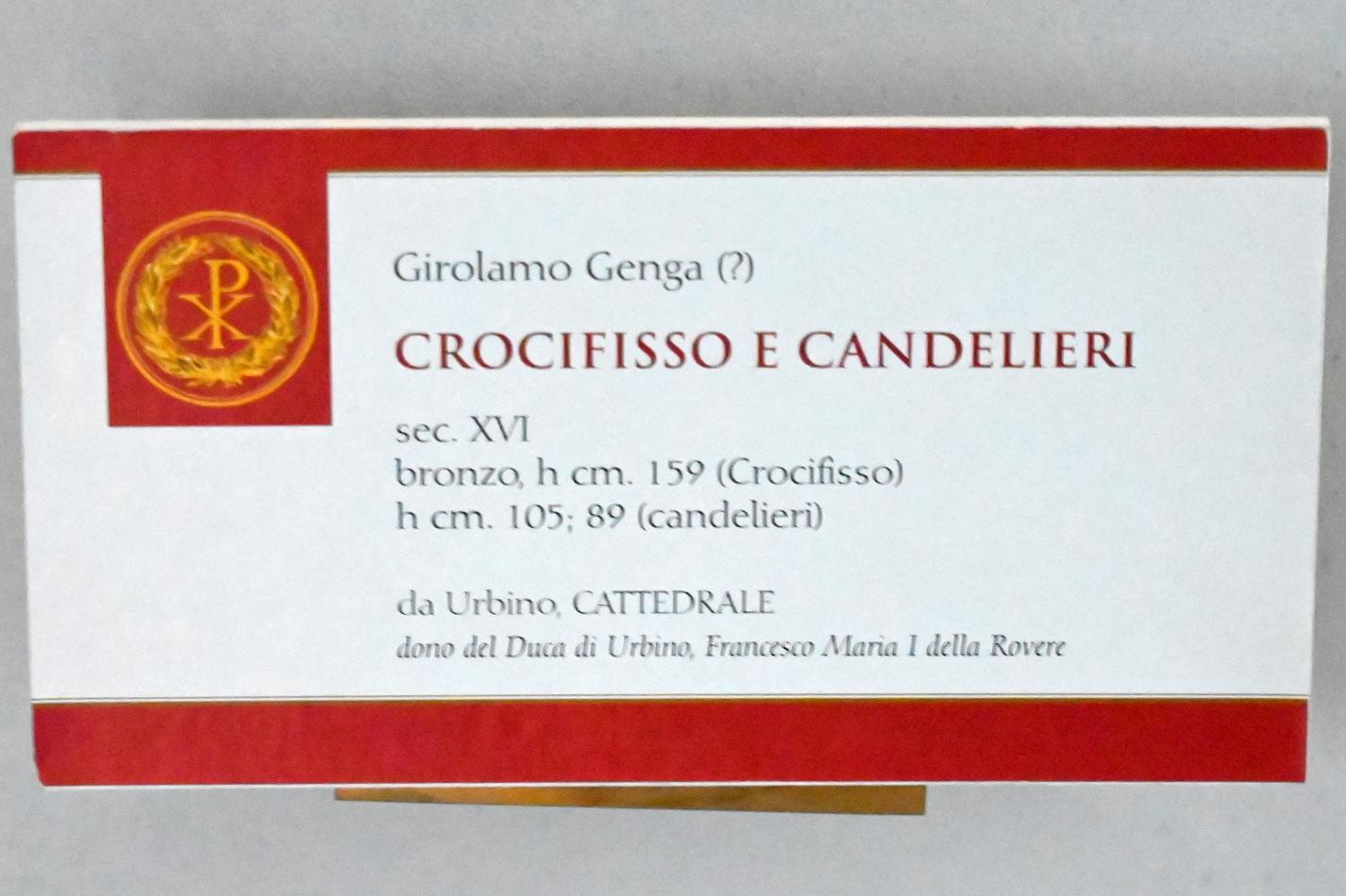 Girolamo Genga (1503–1551), Kerzenständer, Urbino, Kathedralbasilika Mariä Himmelfahrt, jetzt Urbino, Diözesanmuseum Albani, Saal 5, 16. Jhd., Bild 2/2