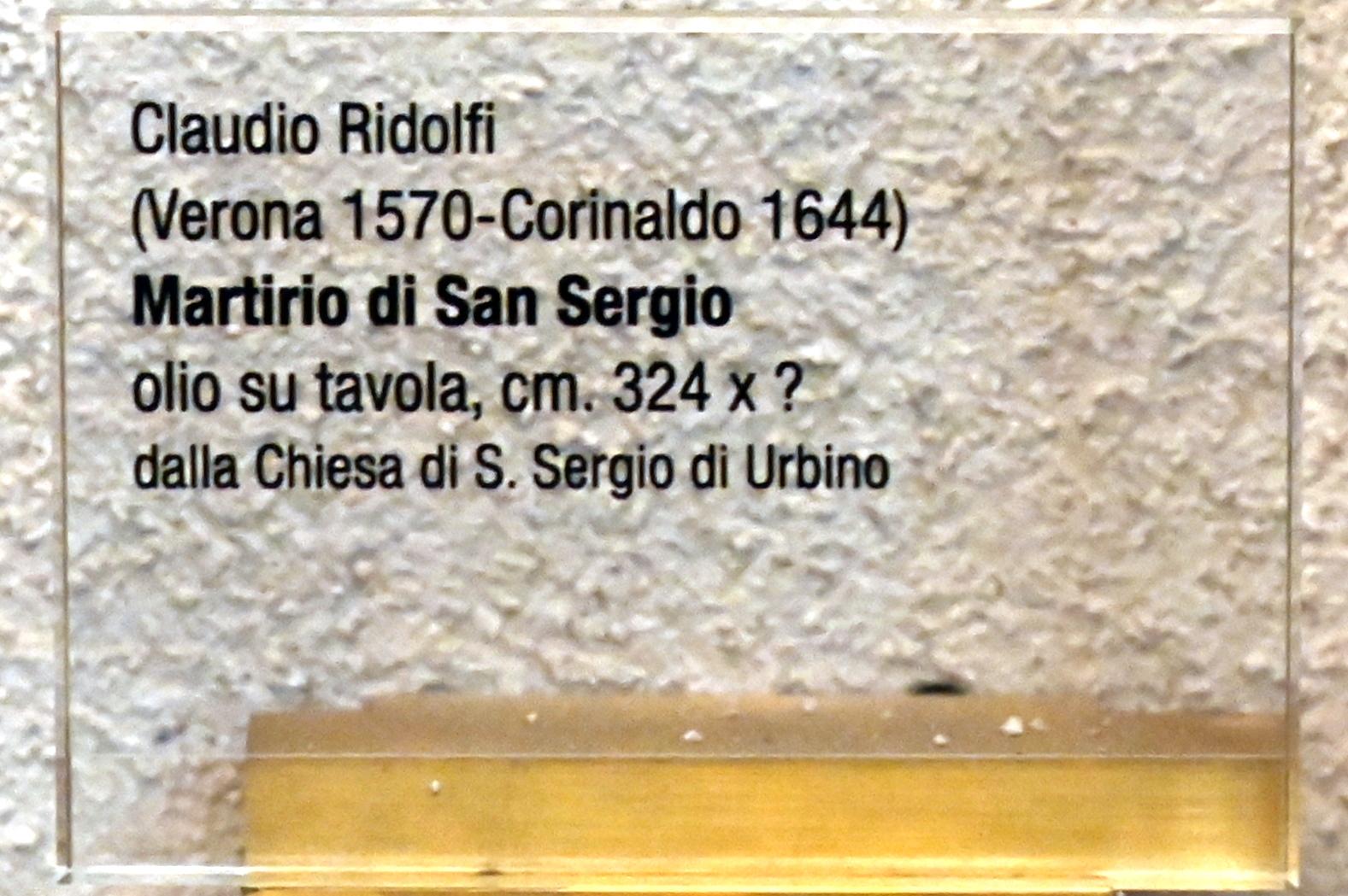 Claudio Ridolfi (1602–1637), Martyrium des heiligen Sergius, Urbino, Chiesa di San Sergio, jetzt Urbino, Diözesanmuseum Albani, Saal 7, Undatiert, Bild 2/2