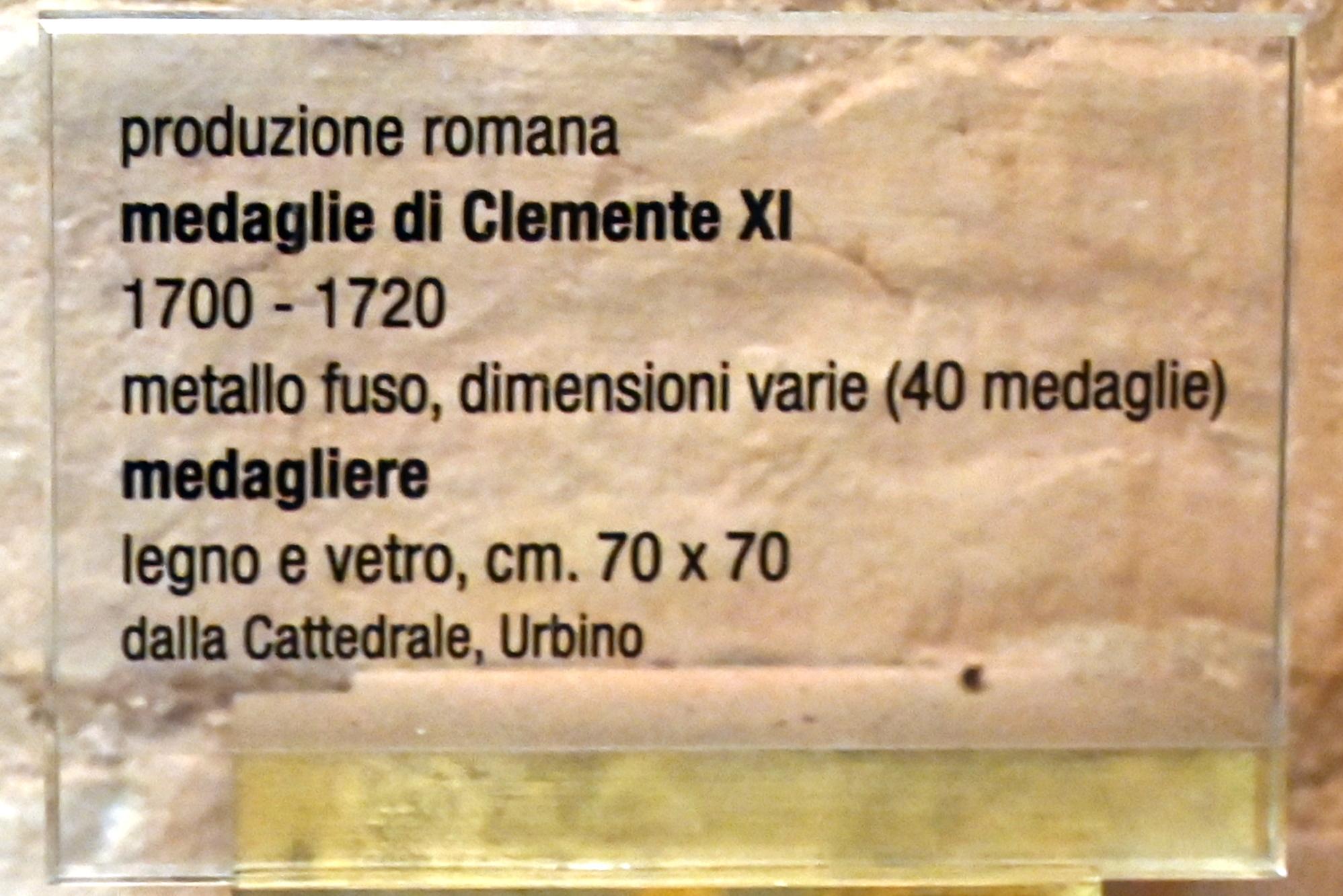 Medaillensammlung, Urbino, Kathedralbasilika Mariä Himmelfahrt, jetzt Urbino, Diözesanmuseum Albani, Saal 7, 1700–1720, Bild 2/2