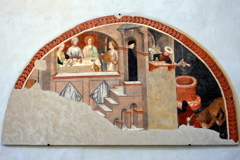 Antonio di Guido Alberti da Ferrara (1412–1438), Szenen aus dem apokryphen Thomas-Evangelium, Urbino, Chiesa di San Domenico, jetzt Urbino, Diözesanmuseum Albani, Saal 9, um 1426–1428, Bild 1/2