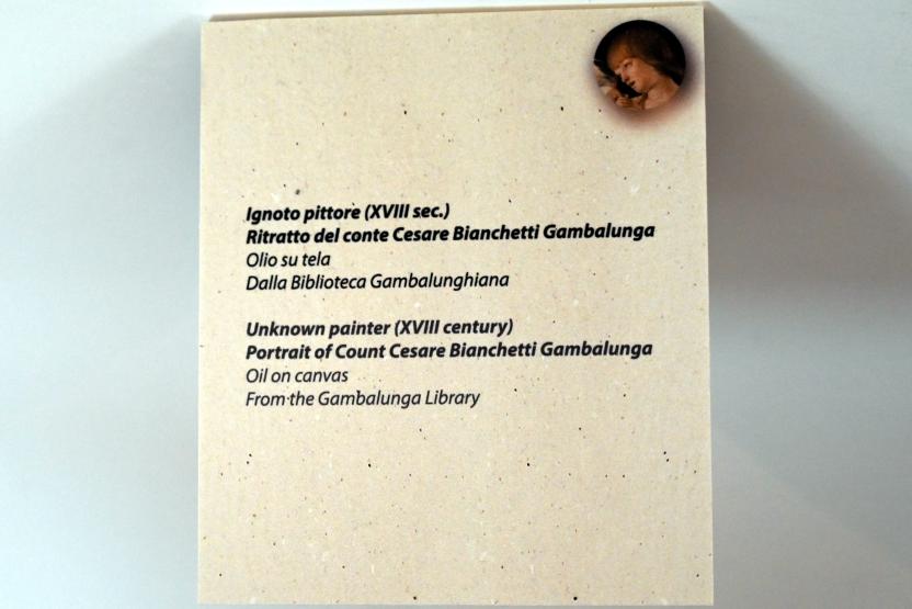 Porträt des Grafen Cesare Bianchetti Gambalunga, Rimini, Stadtmuseum, Saal 1, 18. Jhd., Bild 2/2