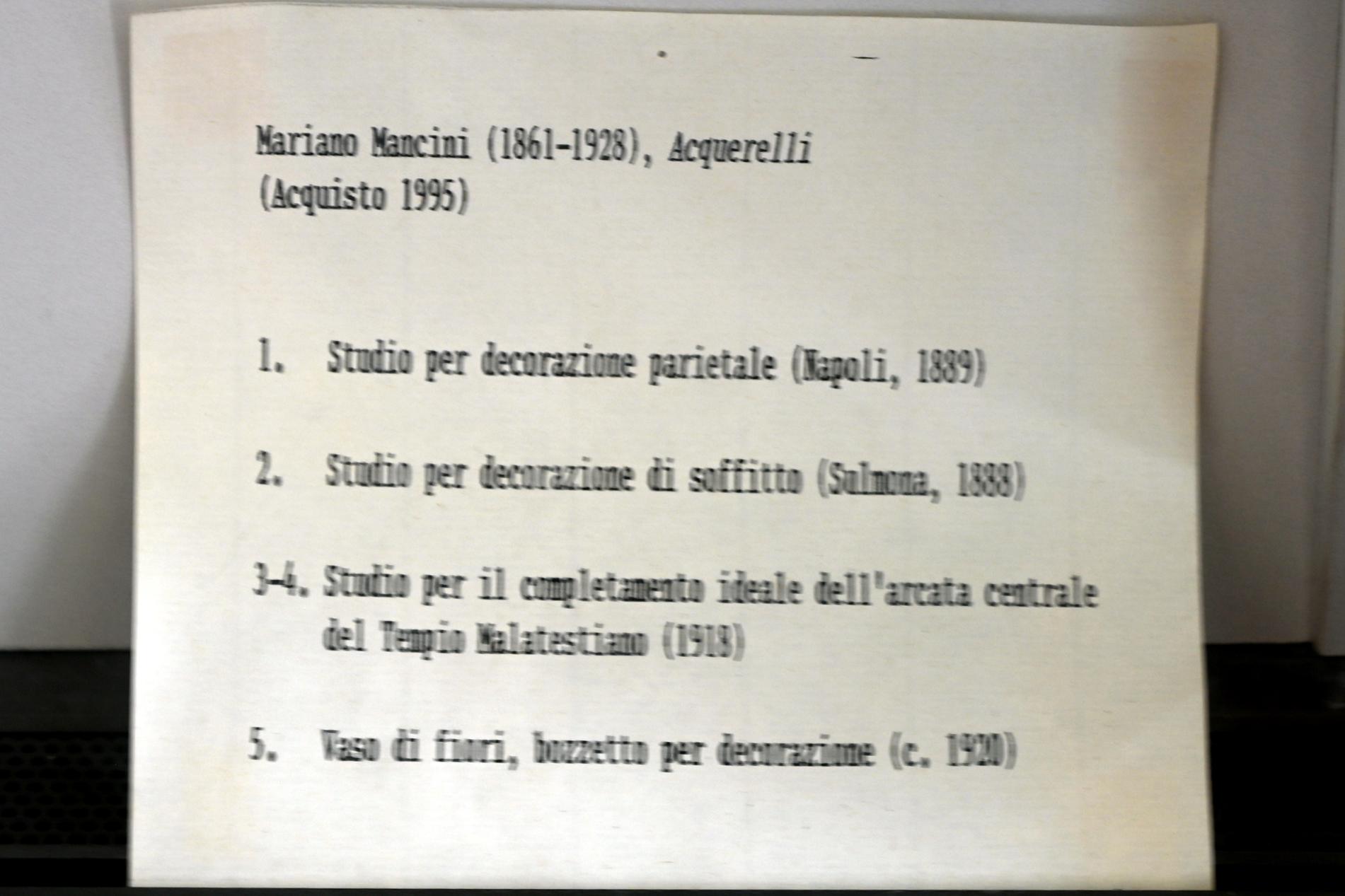 Mariano Mancini (1888–1920), Studie für eine Deckendekoration, Rimini, Stadtmuseum, Saal 6, 1888, Bild 2/2