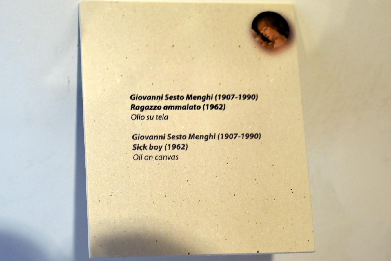 Giovanni Sesto Menghi (1937–1962), Kranker Junge, Rimini, Stadtmuseum, Saal 9, 1962, Bild 2/2