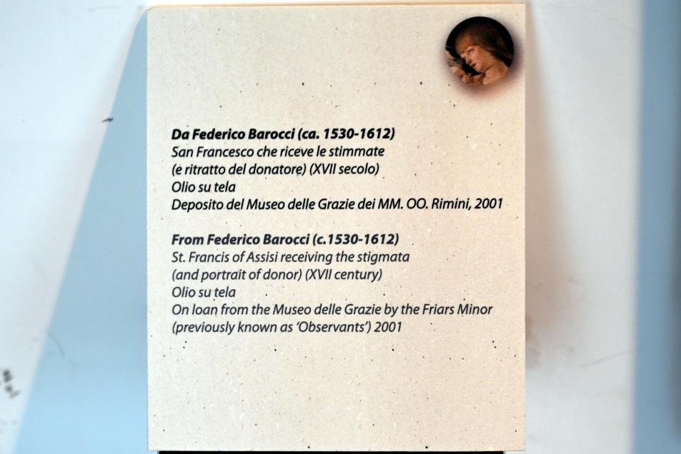 Federico Barocci (1557–1612), Franz von Assisi empfängt die Stigmata, Rimini, Stadtmuseum, Saal 10, um 1600–1612, Bild 2/2
