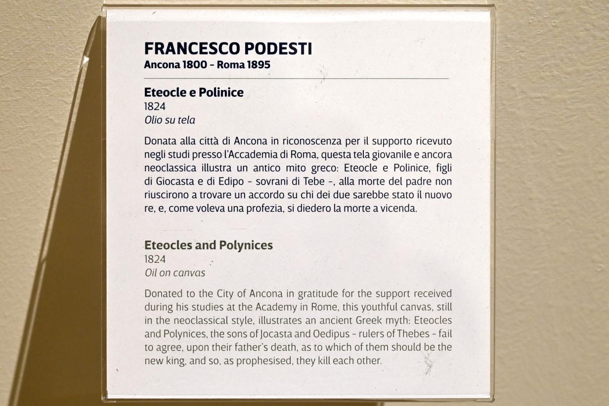 Francesco Podesti (1820–1863), Eteokles und Polyneikes, Ancona, Pinacoteca civica Francesco Podesti, Saal 1, 1824, Bild 2/2