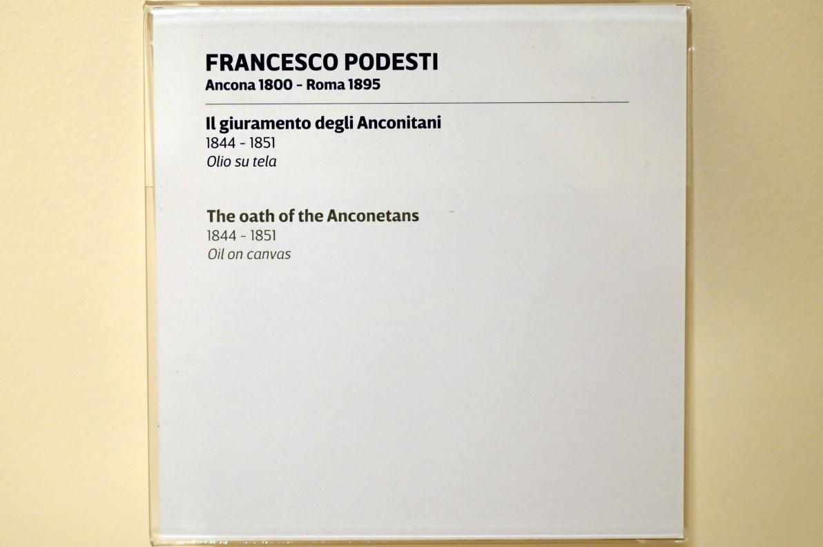 Francesco Podesti (1820–1863), Der Eid von Ancona, Ancona, Pinacoteca civica Francesco Podesti, Saal 2, 1844–1851, Bild 2/4