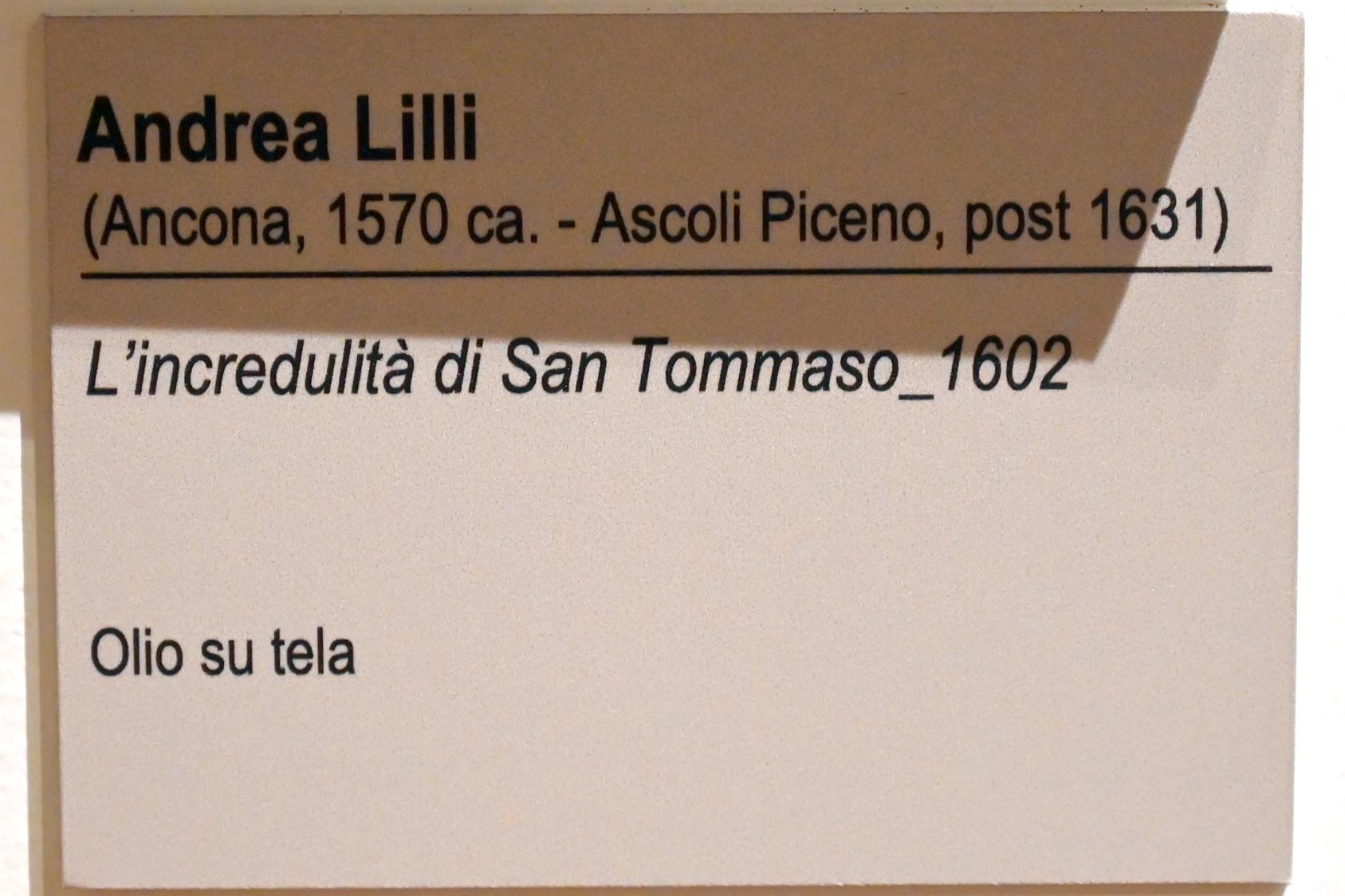 Andrea Lilli (1596–1602), Der ungläubige Thomas, Ancona, Pinacoteca civica Francesco Podesti, Obergeschoss Saal 5, 1602, Bild 2/2