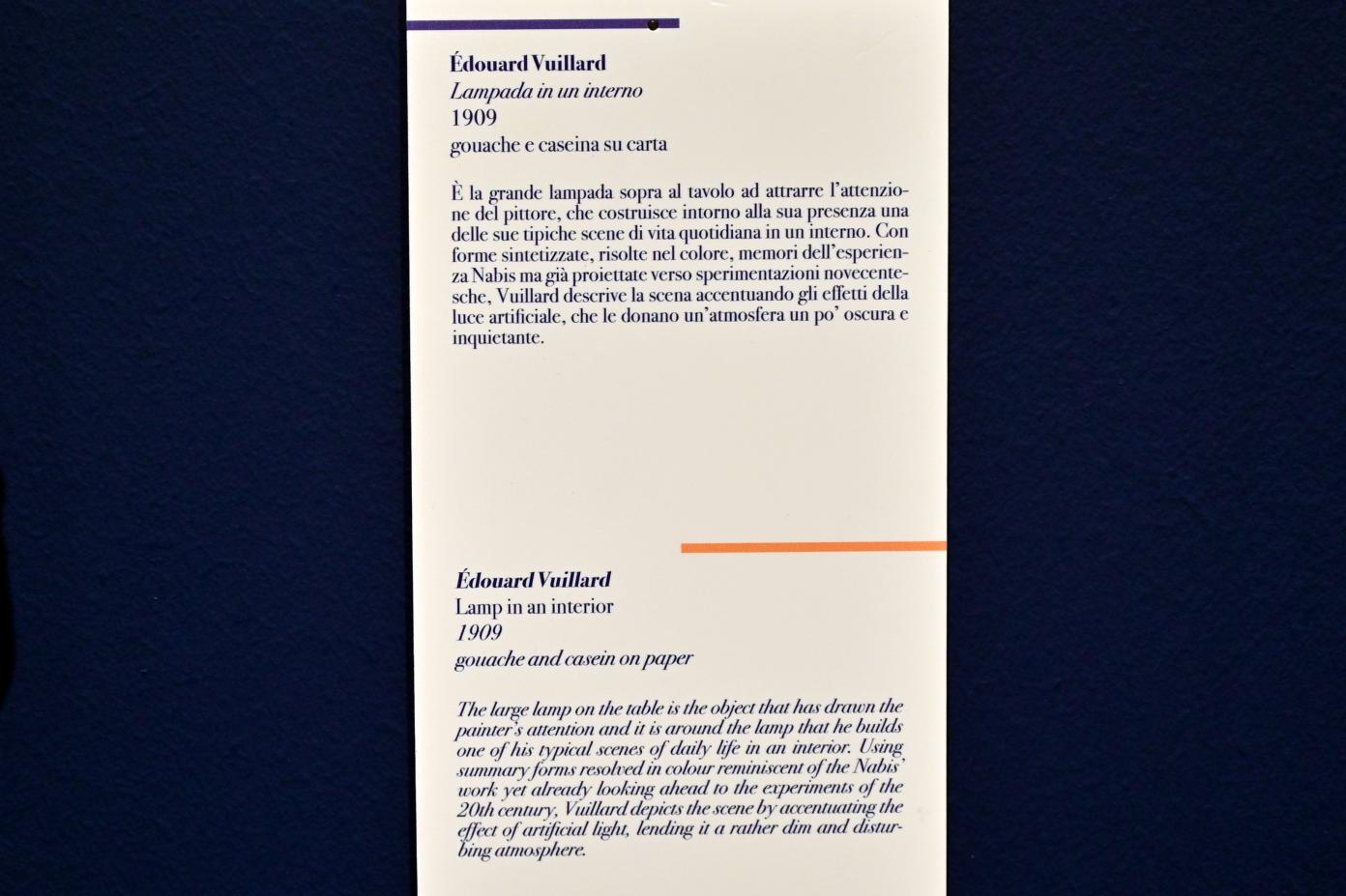 Édouard Vuillard (1889–1939), Lampe in einem Interieur, Ancona, Pinacoteca civica Francesco Podesti, Obergeschoss Saal 7, 1909, Bild 2/2