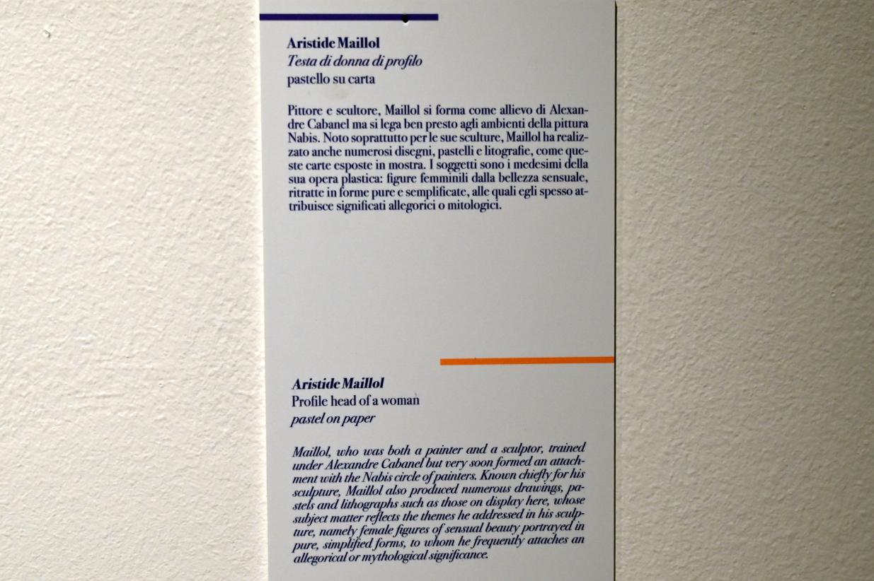 Aristide Maillol (1899–1931), Frauenkopf im Profil, Ancona, Pinacoteca civica Francesco Podesti, Obergeschoss Saal 8, Undatiert, Bild 2/2