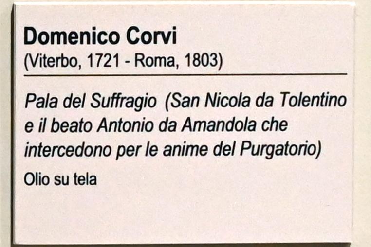 Domenico Corvi (1774–1792), Der heilige Nikolaus von Tolentino und der selige Antonio von Amandola treten für die Seelen im Fegefeuer ein, Ancona, Pinacoteca civica Francesco Podesti, Obergeschoss Saal 10, Undatiert, Bild 2/2