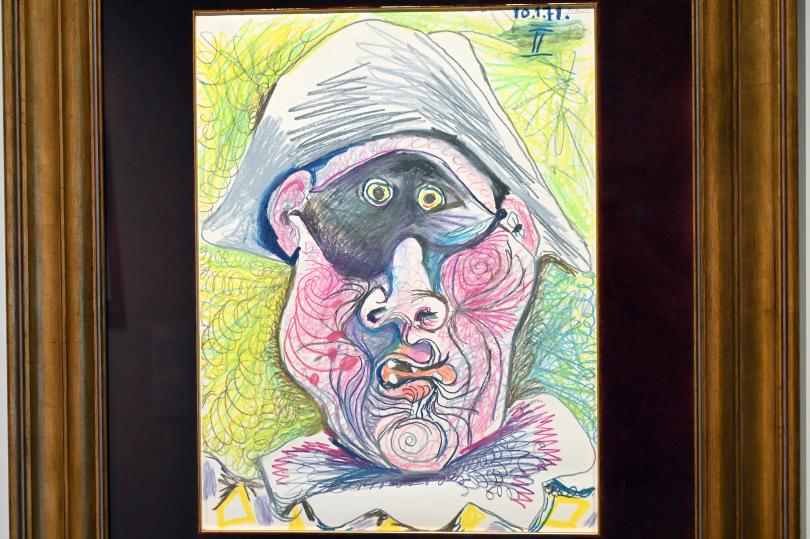 Pablo Picasso (1897–1972), Harlekinkopf II, Ancona, Pinacoteca civica Francesco Podesti, 2. Obergeschoss Saal 1, 1971, Bild 2/3