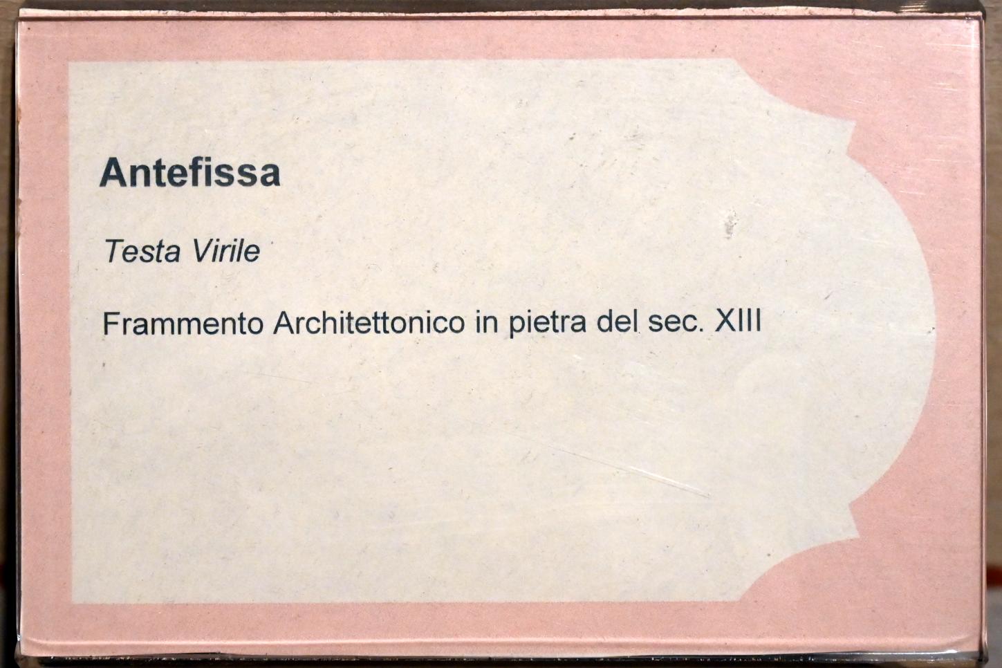 Stirnziegel mit männlichem Kopf, Jesi, Städtische Kunstgalerie, Saal 3, 13. Jhd., Bild 2/2