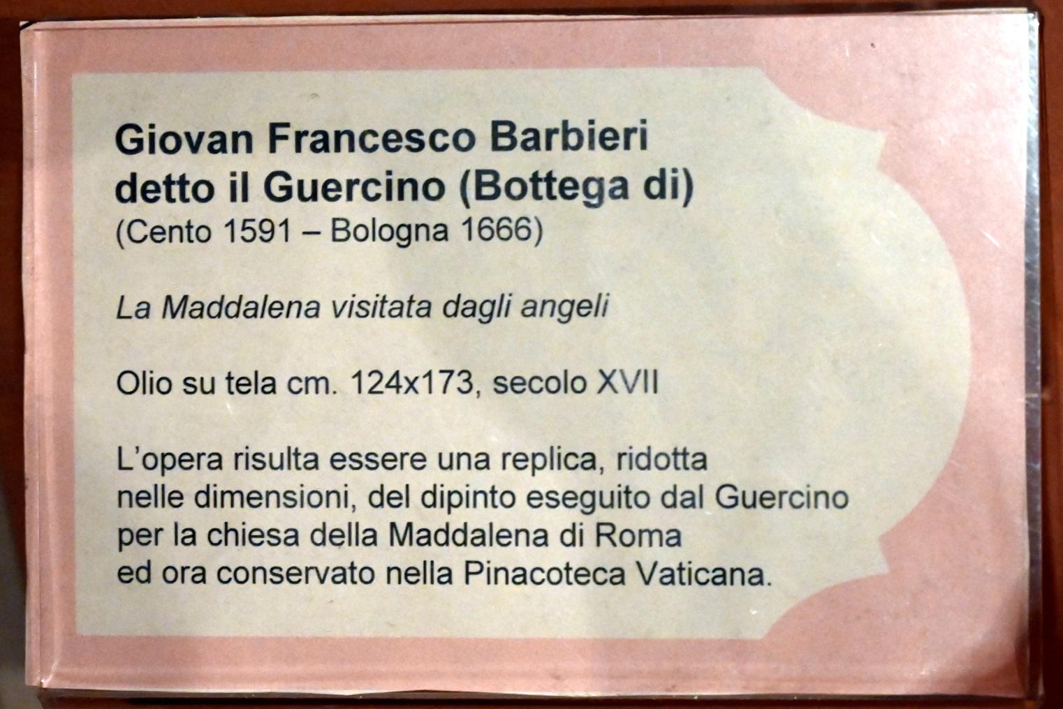 Giovanni Francesco Barbieri (Il Guercino) (Umkreis) (1615–1666), Heilige Maria Magdalena von Engeln besucht, Jesi, Städtische Kunstgalerie, Saal 6, 17. Jhd., Bild 2/2