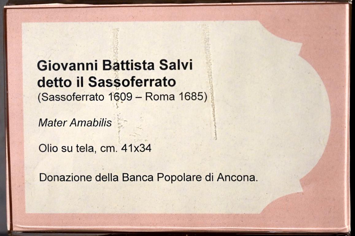 Giovanni Battista Salvi (Sassoferrato) (1638–1672), Mater Amabilis, Jesi, Städtische Kunstgalerie, Saal 7, Undatiert, Bild 2/2