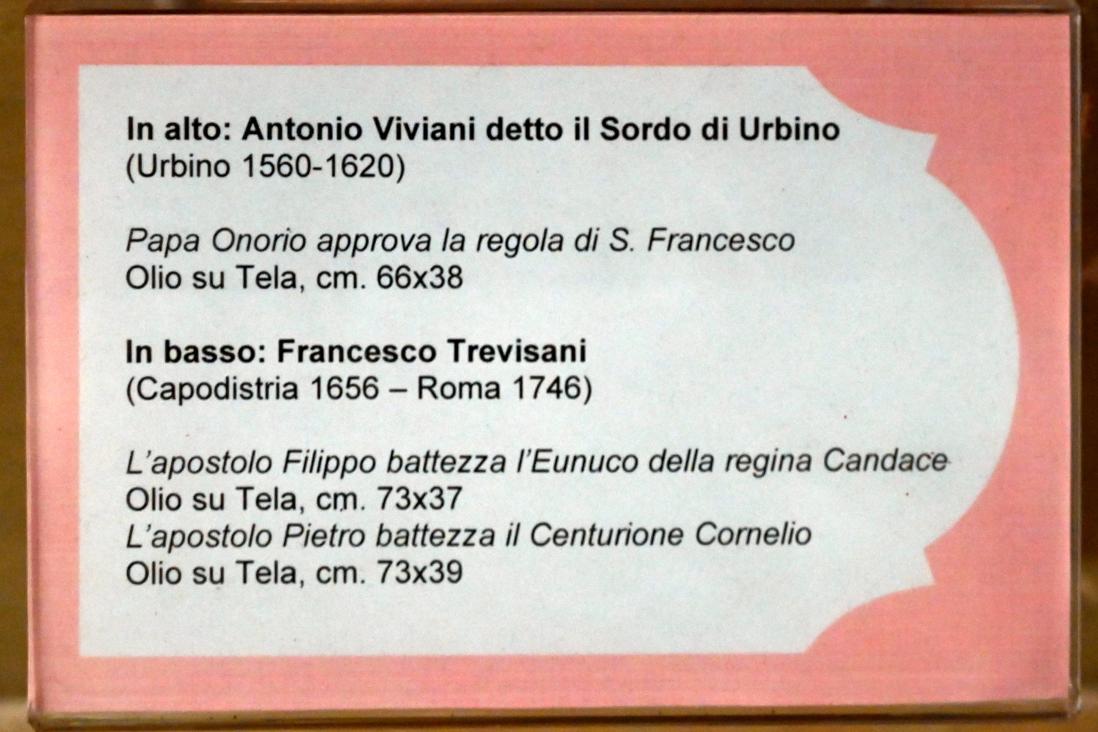 Antonio Viviani (il Sordo di Urbino) (1600–1613), Papst Honorius bestätigt die Ordensegel des hl. Franziskus, Jesi, Städtische Kunstgalerie, Saal 9, Undatiert, Bild 2/2