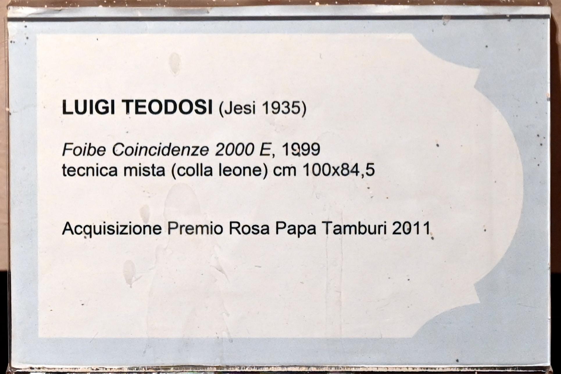 Luigi Teodosi (1999), Foibe Übereinstimmungen 2000 E, Jesi, Städtische Kunstgalerie, Obergeschoss Saal 5, 1999, Bild 2/2