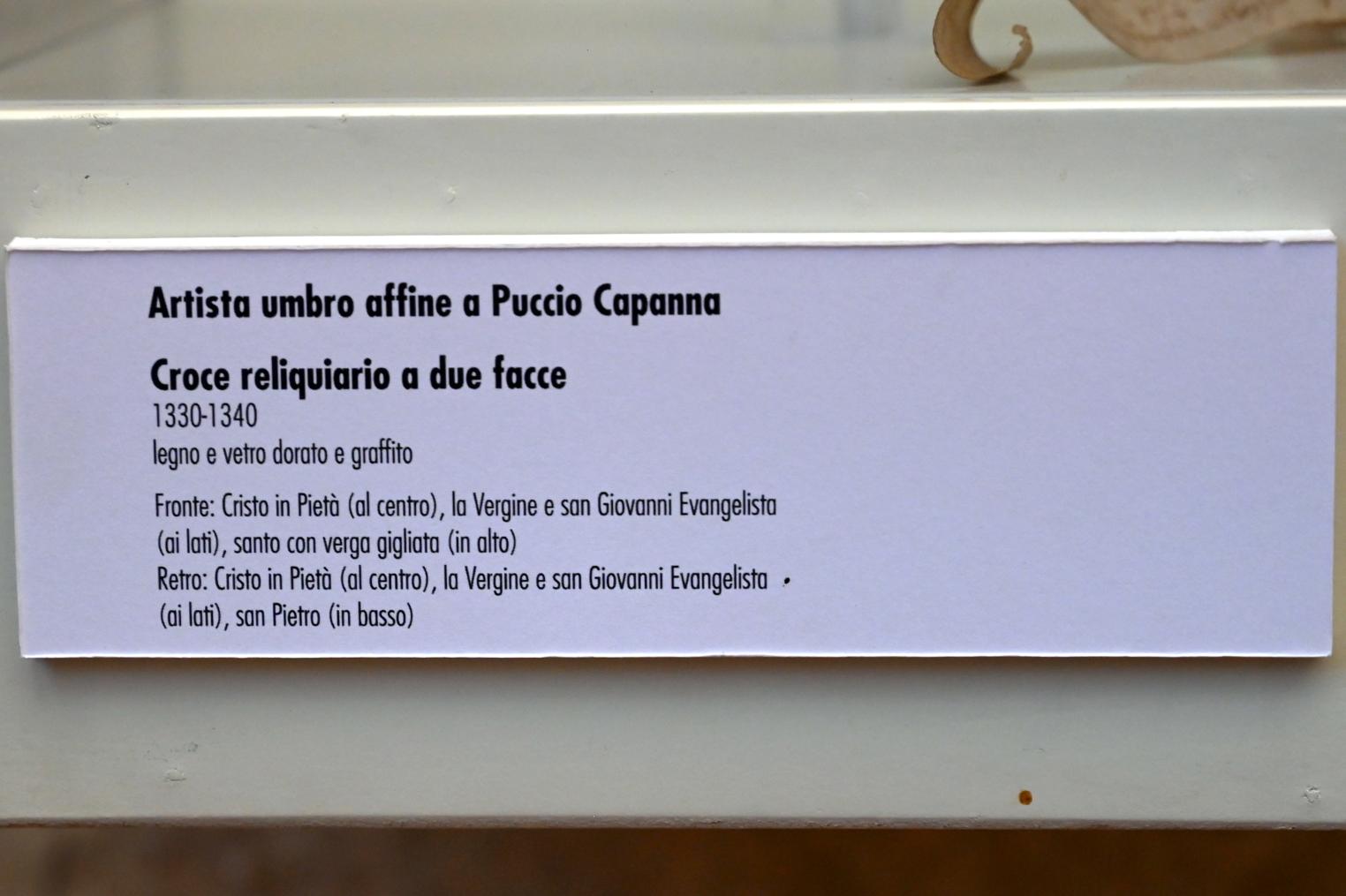 Puccio Capanna (Umkreis) (1335), Doppelseitiges Reliquienkreuz, Gubbio, Pinacoteca Comunale im Palazzo dei Consoli, Obergeschoss Saal 1, 1330–1340, Bild 4/4