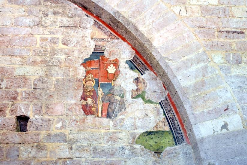 Orlando Merlini (1490–1503), Die heiligen Ubald und Augustinus mit dem Banner von Gubbio, Gubbio, Palazzo dei Consoli, jetzt Gubbio, Pinacoteca Comunale im Palazzo dei Consoli, Erdgeschoss Saal 2, um 1503