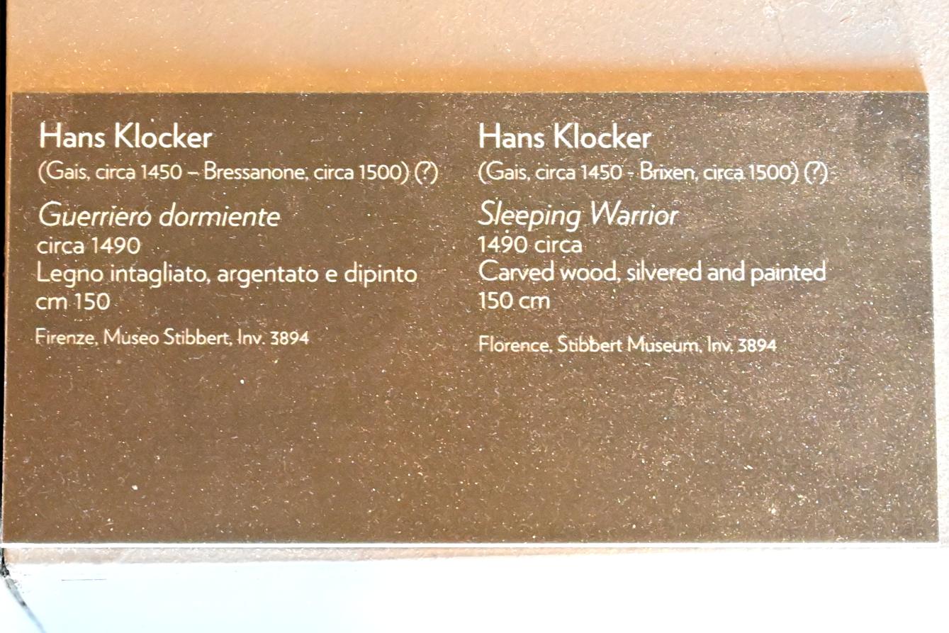 Hans Klocker (1488–1495), Schlafender Krieger, Gubbio, Pinacoteca Comunale im Palazzo dei Consoli, Erdgeschoss Saal 1, um 1490, Bild 3/3