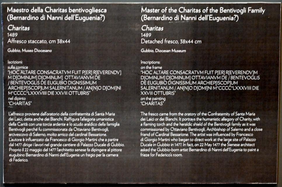 Maestro della Charitas bentivogliesca (1485–1495), Caritas, Gubbio, Museum im Palazzo Ducale, Saal 1, 1489, Bild 2/2