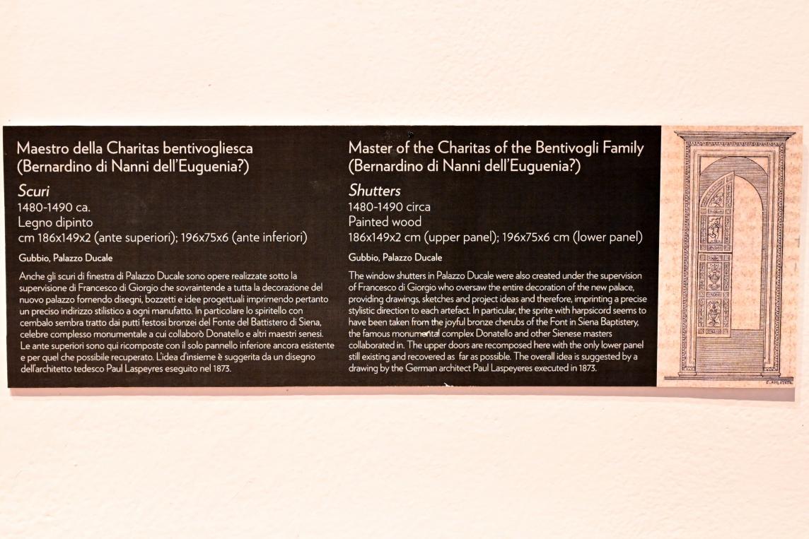 Maestro della Charitas bentivogliesca (1485–1495), Fensterläden, Gubbio, Museum im Palazzo Ducale, Saal 1, um 1480–1490, Bild 2/2
