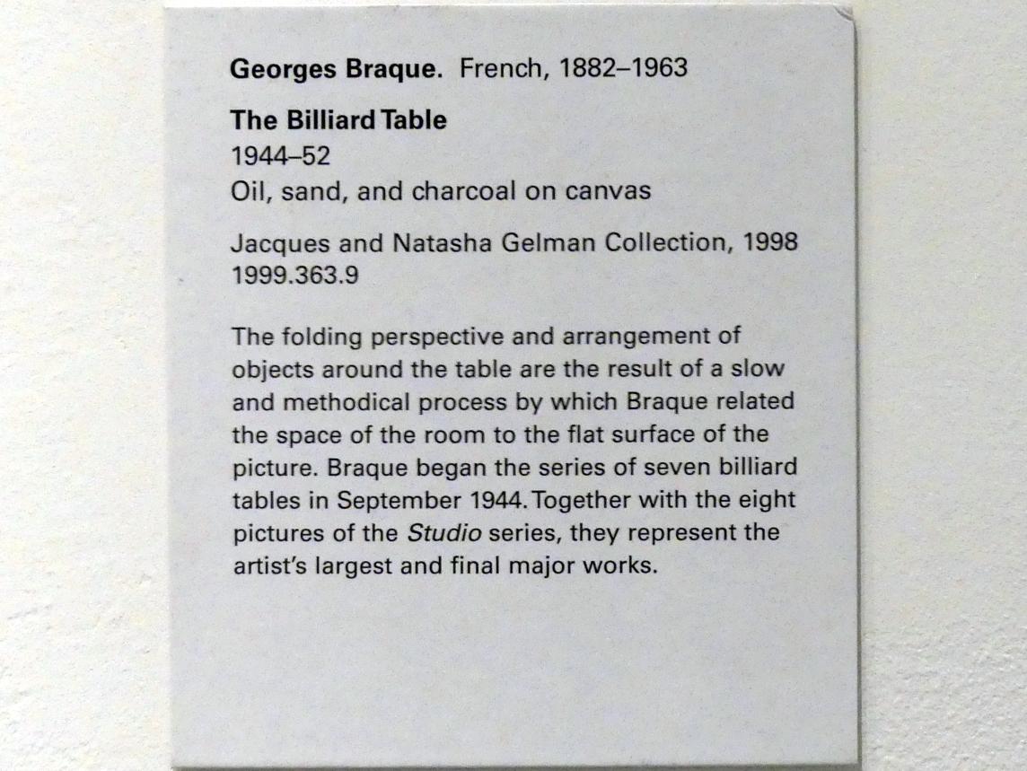 Georges Braque (1906–1956), Billardtisch, New York, Metropolitan Museum of Art (Met), Saal 905, 1944–1952, Bild 2/2