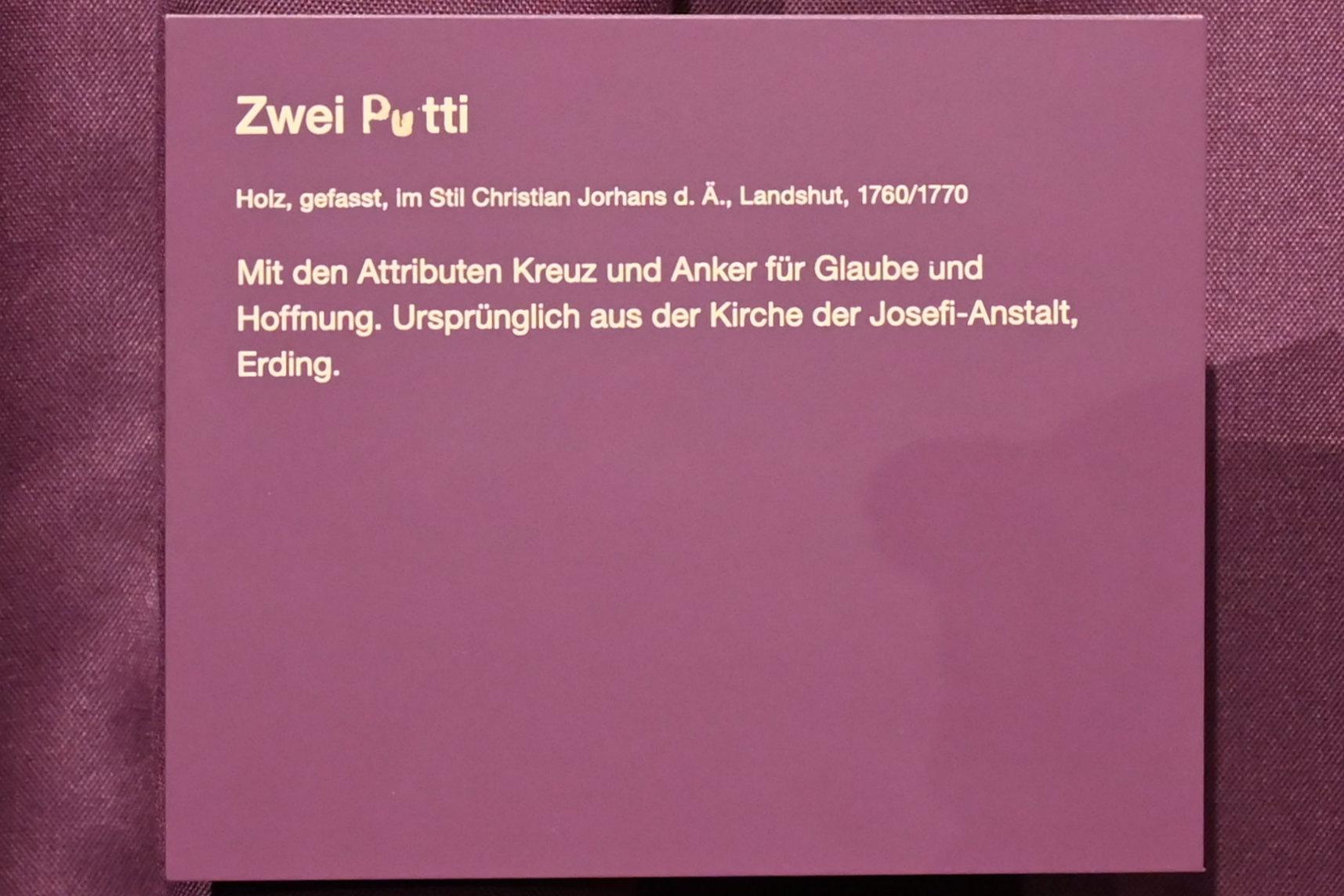 Christian Jorhan der Ältere (Umkreis) (1765), Zwei Putti, Erding, ehem. Josefi-Anstalt, jetzt Erding, Museum Erding, Kirchenkunst, 1760–1770, Bild 6/6