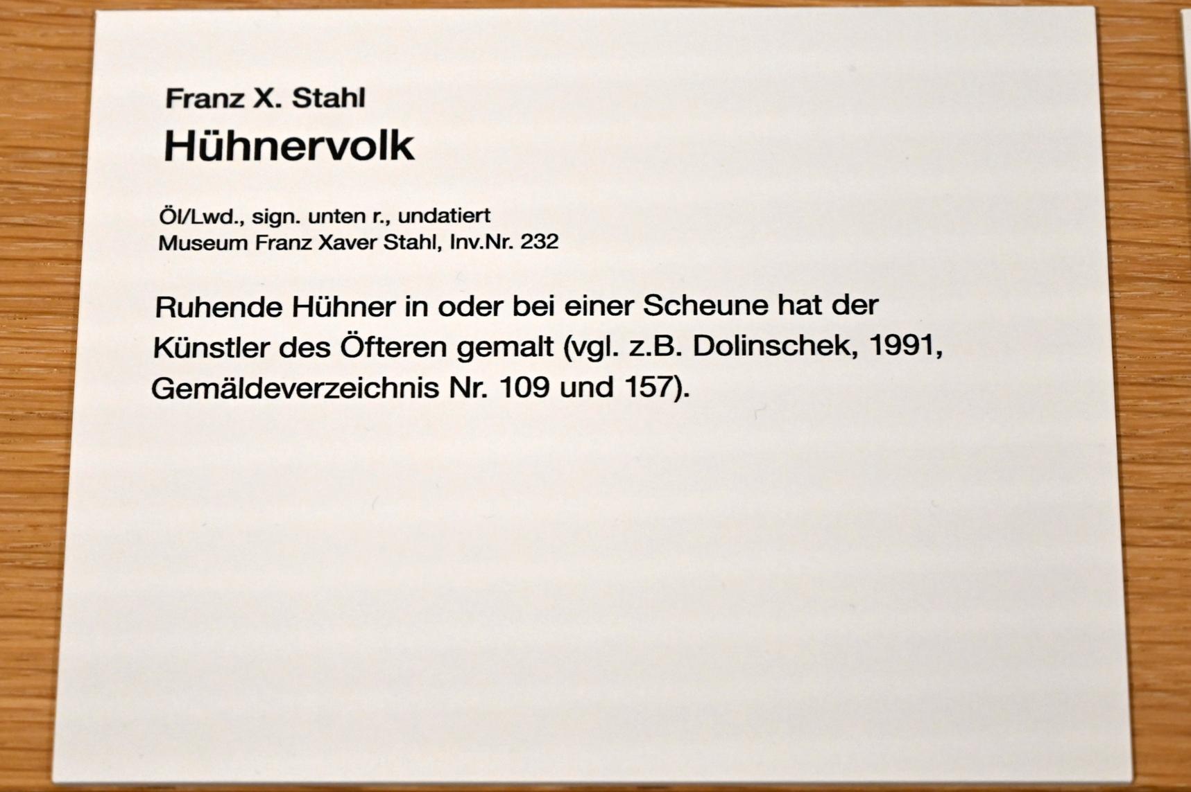 Franz Xaver Stahl (Undatiert), Hühnervolk, Erding, Museum Erding, Erdinger Künstler, Undatiert, Bild 2/2