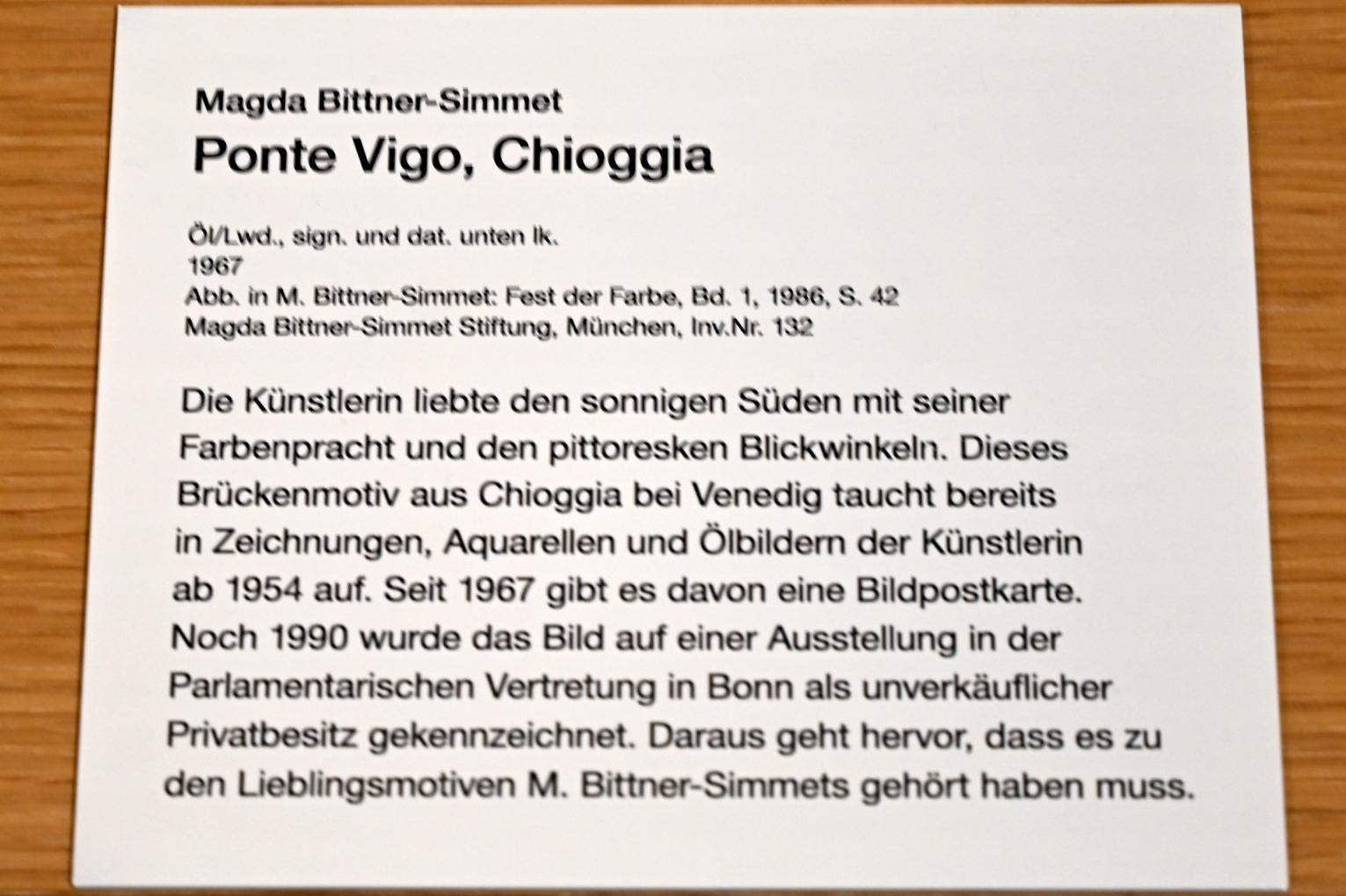 Magda Bittner-Simmet (1955–1967), Ponte Vigo, Chioggia, Erding, Museum Erding, Erdinger Künstler, 1967, Bild 2/2