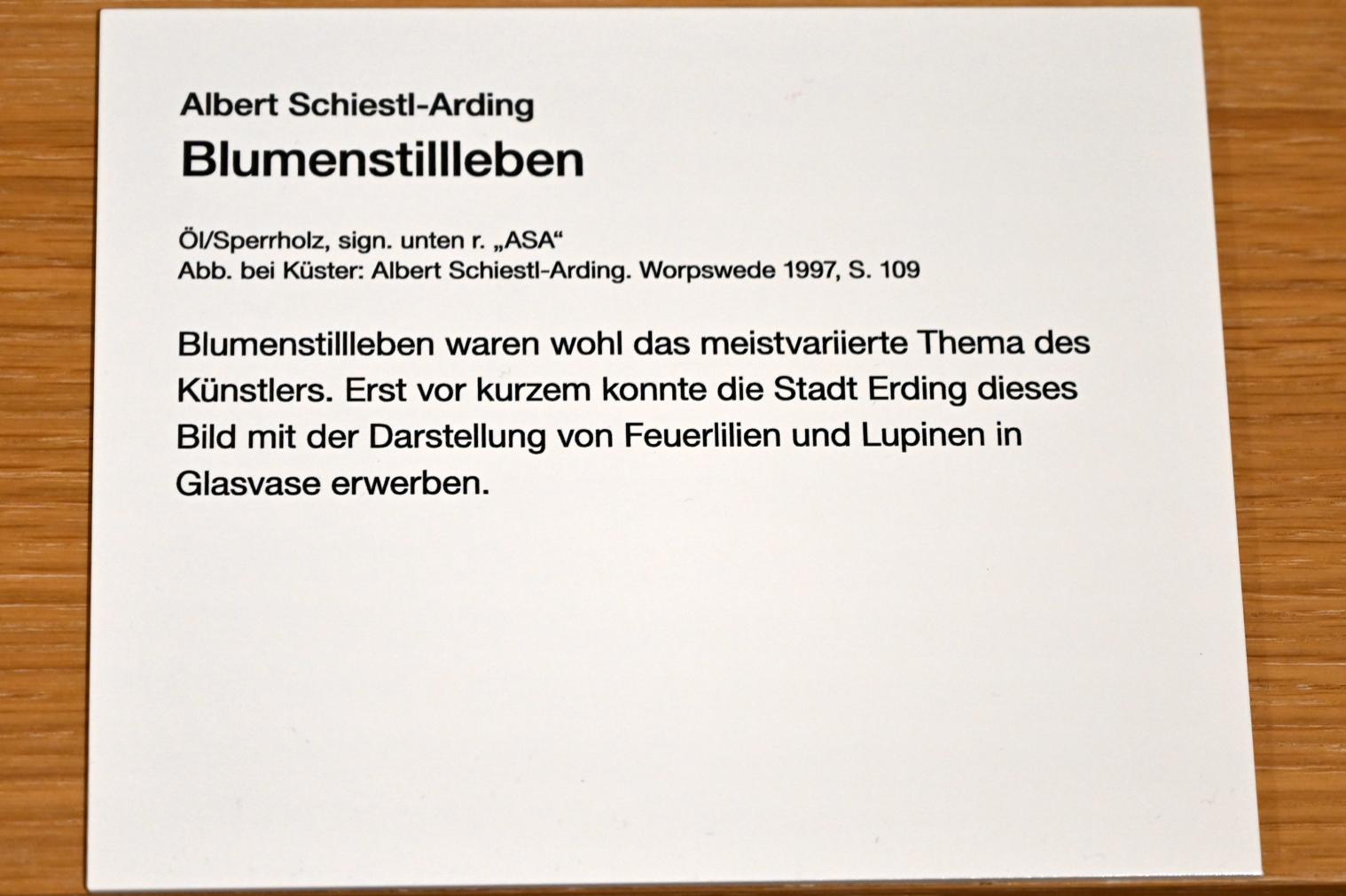 Albert Schiestl-Arding (1932), Blumenstillleben, Erding, Museum Erding, Erdinger Künstler, Undatiert, Bild 2/2