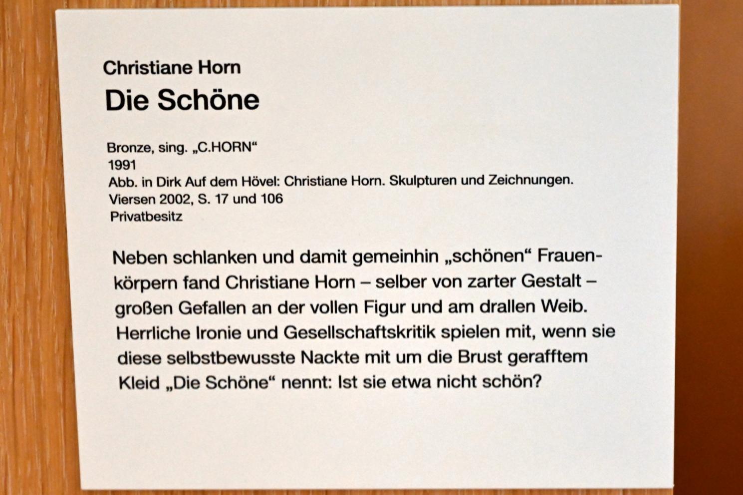 Christiane Horn (1991), Die Schöne, Erding, Museum Erding, Erdinger Künstler, 1991, Bild 3/3