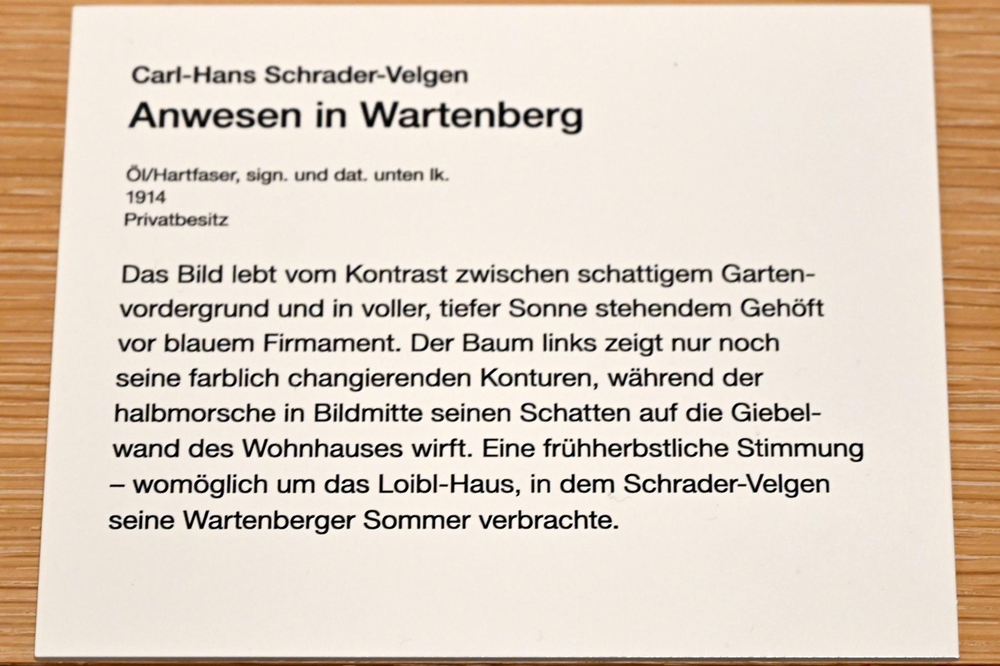 Carl Hans Schrader-Velgen (1914), Anwesen in Wartenberg, Erding, Museum Erding, Erdinger Künstler, 1914, Bild 2/2