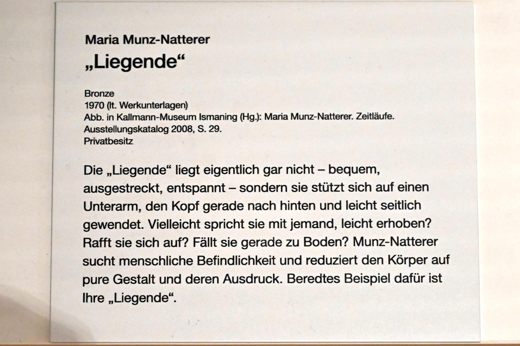 Maria Munz-Natterer (1970–1988), Liegende, Erding, Museum Erding, Erdinger Künstler, 1970, Bild 3/3