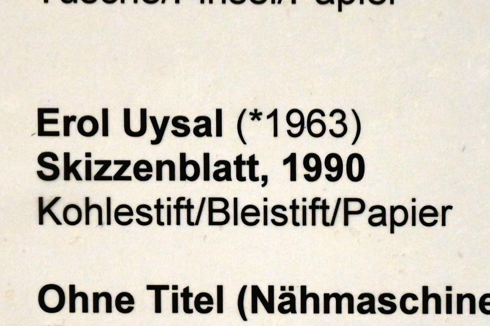 Erol Uysal (1990–1997), Skizzenblatt, Neumarkt in der Oberpfalz, Museum Lothar Fischer, Obergeschoß Raum 1, 1990, Bild 2/2