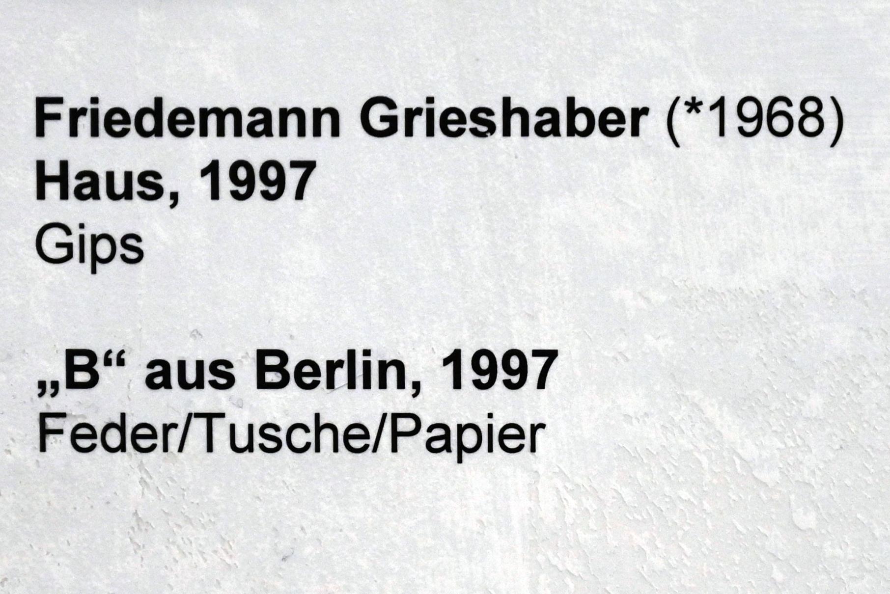 Friedemann Grieshaber (1997), "B" aus Berlin, Neumarkt in der Oberpfalz, Museum Lothar Fischer, Obergeschoß Raum 8, 1997, Bild 2/2