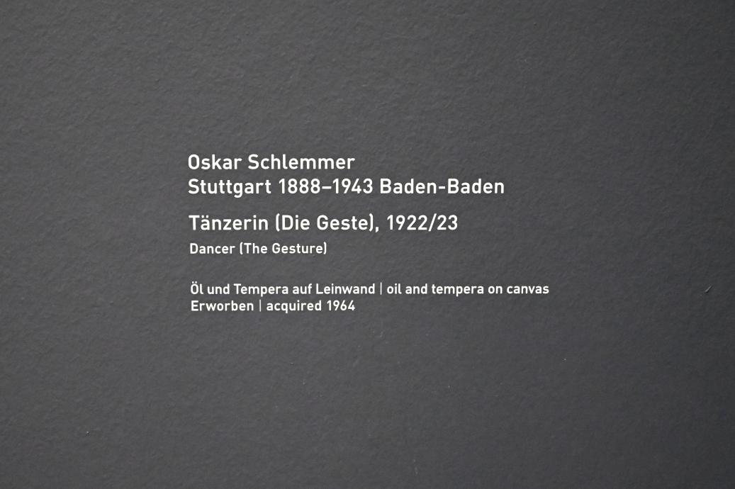 Oskar Schlemmer (1919–1937), Tänzerin (Die Geste), München, Pinakothek der Moderne, Saal 30 2022, 1922–1923, Bild 2/2