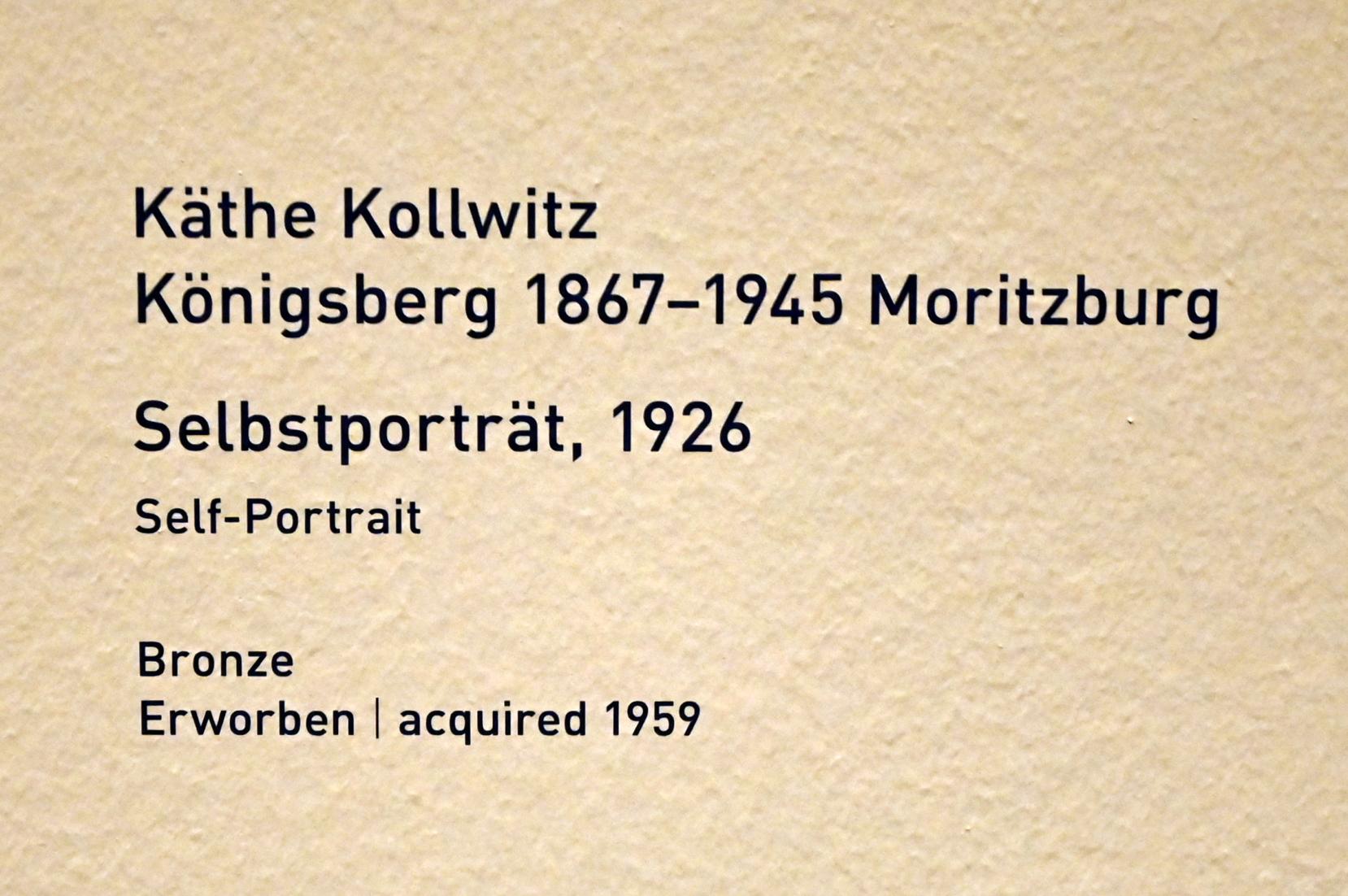 Käthe Kollwitz (1901–1939), Selbstporträt, München, Pinakothek der Moderne, Saal 12 2022, 1926, Bild 4/4