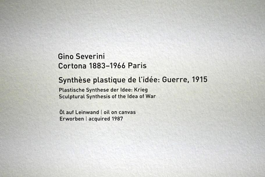 Gino Severini (1909–1934), Plastische Synthese der Idee: Krieg (Synthèse plastique de l'idée: Guerre), München, Pinakothek der Moderne, Saal 6 2022, 1915, Bild 2/2