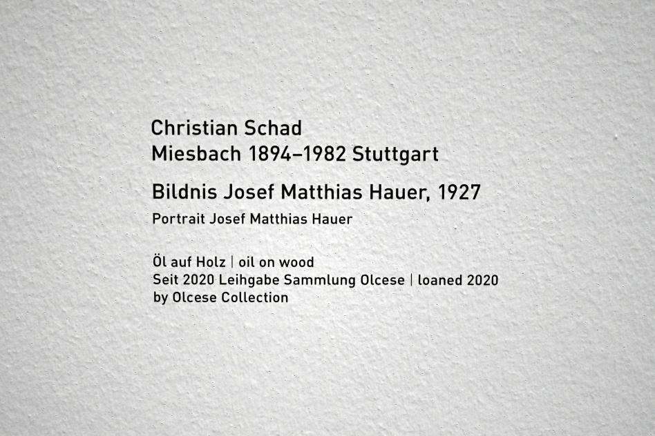 Christian Schad (1919–1934), Bildnis Josef Matthias Hauer, München, Pinakothek der Moderne, Saal 5 2022, 1927, Bild 2/2