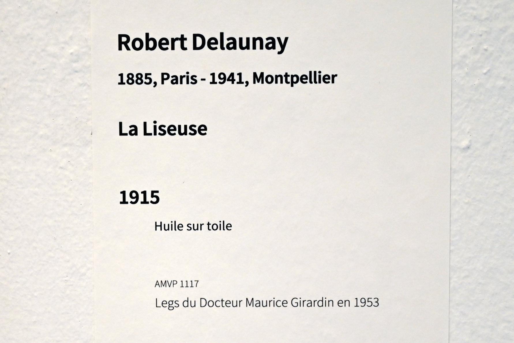 Robert Delaunay (1906–1938), Das Leselicht, Paris, Musée d’art moderne de la Ville de Paris, Saal 1, 1915, Bild 2/2