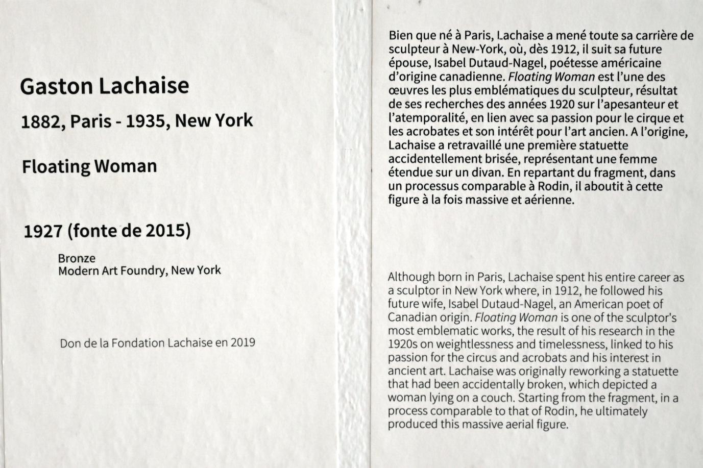 Gaston Lachaise (1927), Schwebende Frau (Floating Woman), Paris, Musée d’art moderne de la Ville de Paris, Saal 1, 1927, Bild 2/2