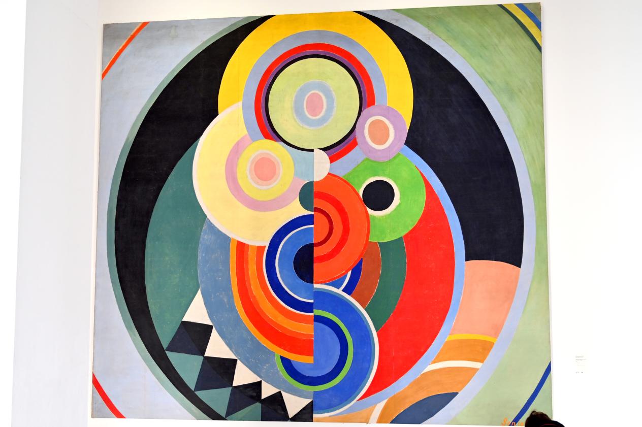 Sonia Delaunay-Terk (1913–1938), Rhythmus, Dekoration für den Salon des Tuileries, Scheiben, Paris, Musée d’art moderne de la Ville de Paris, Saal 1, 1938