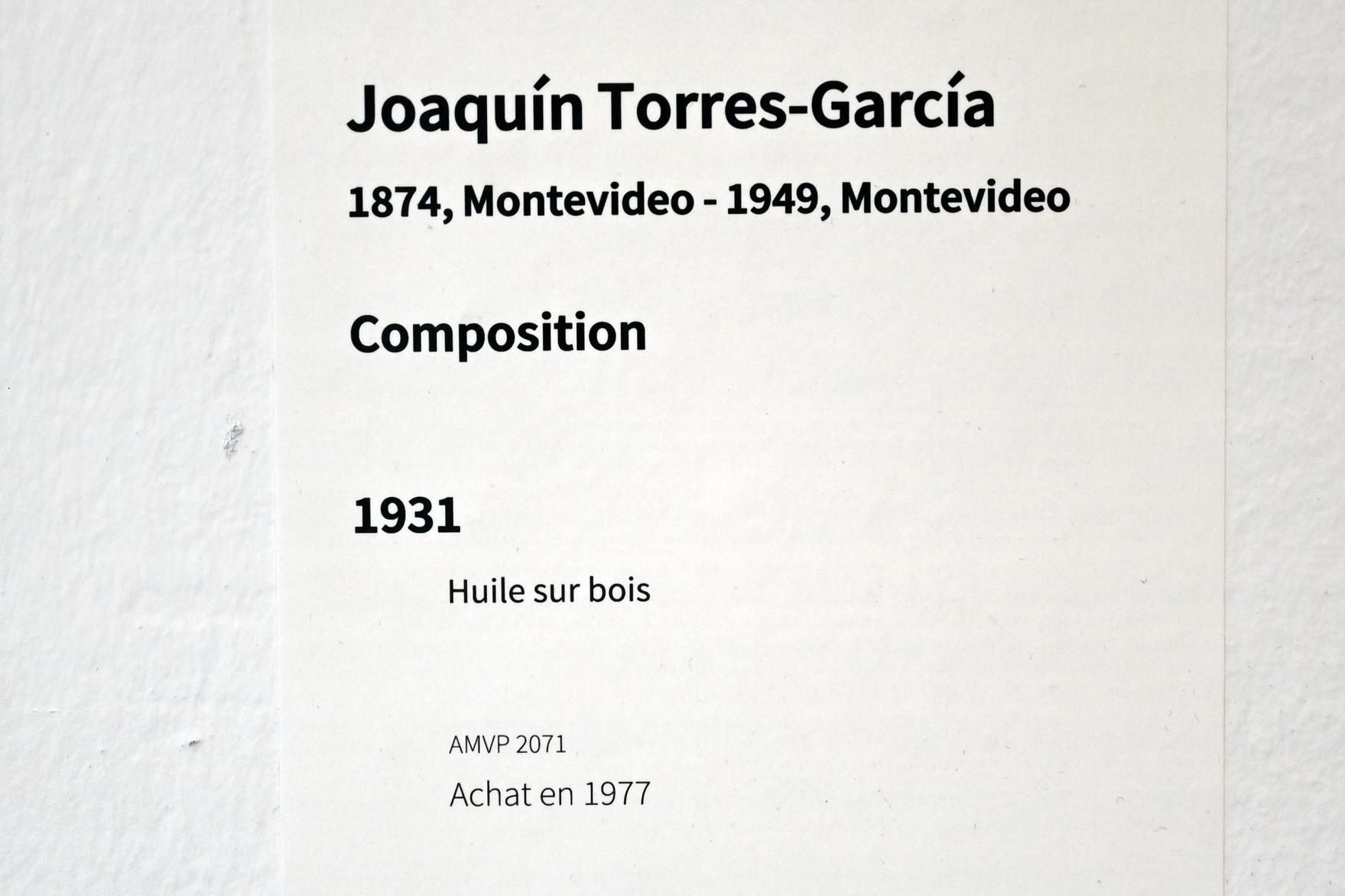 Joaquín Torres García (1911–1943), Komposition, Paris, Musée d’art moderne de la Ville de Paris, Saal 1, 1931, Bild 2/2