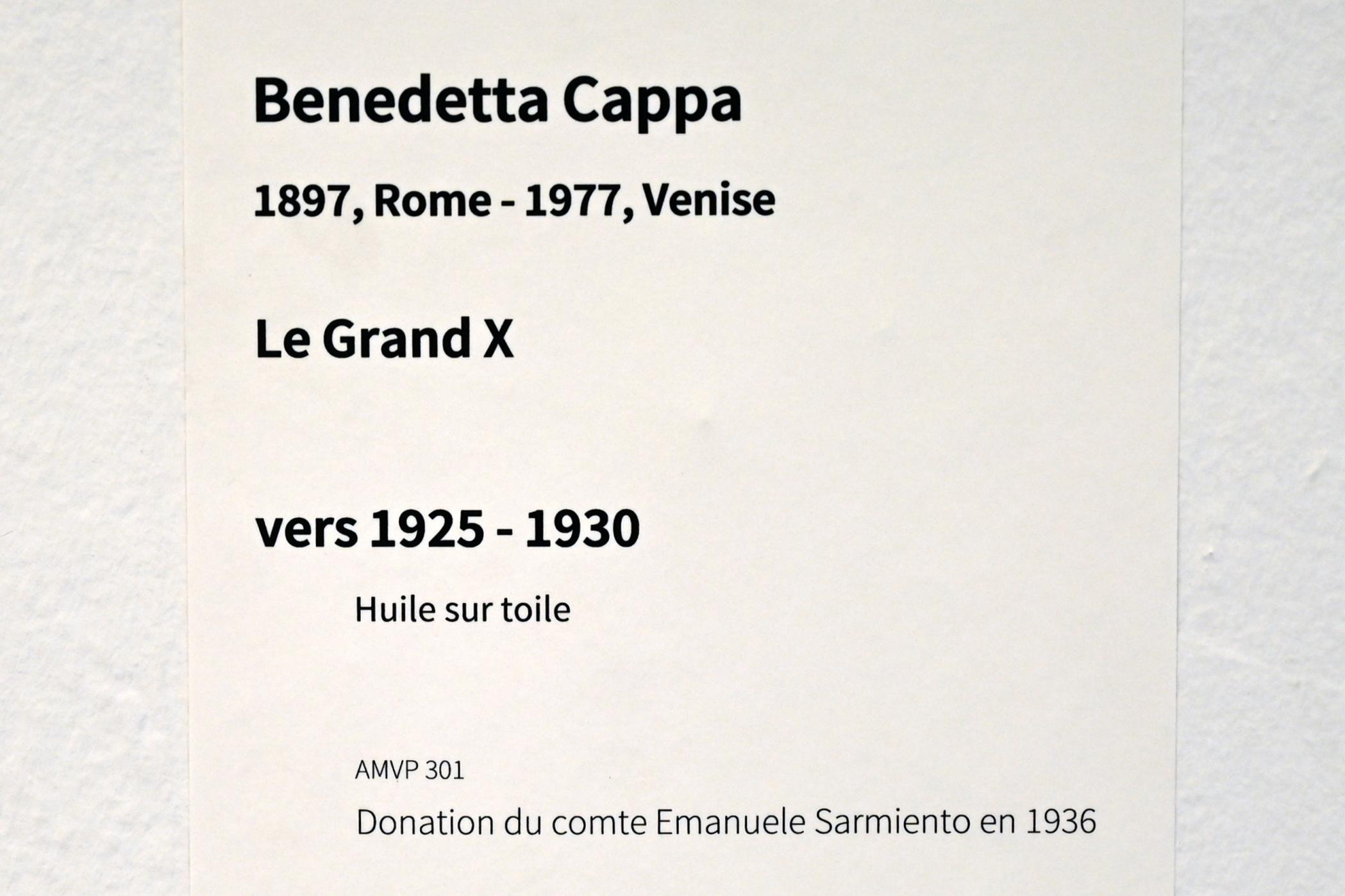 Benedetta Cappa (1927), Das große X, Paris, Musée d’art moderne de la Ville de Paris, Saal 1, um 1925–1930, Bild 3/3